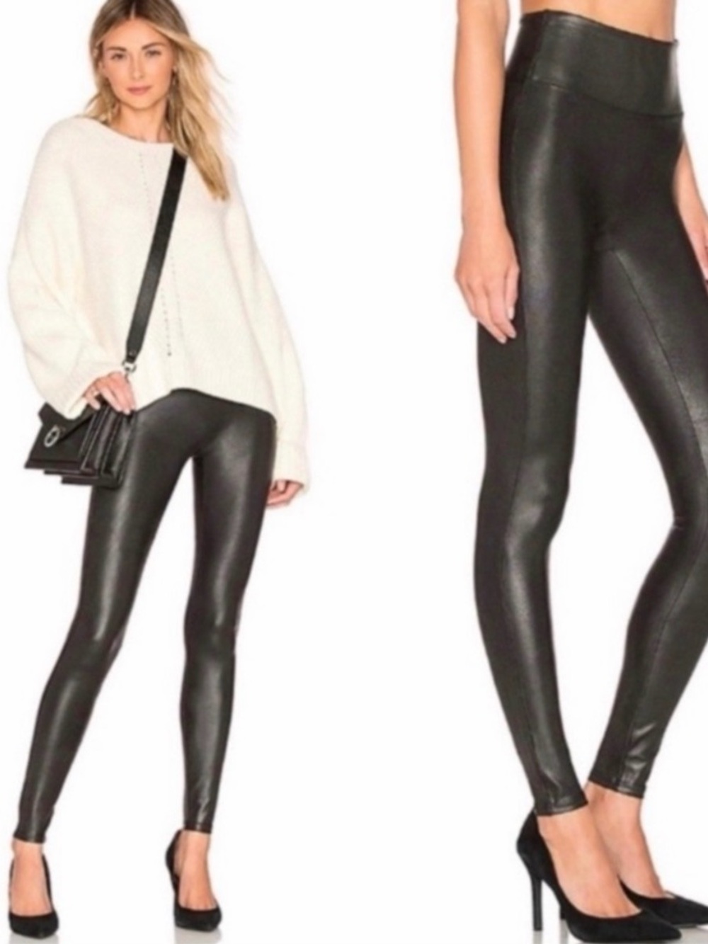 SPANX Black Faux Leather High-Waist Leggings